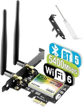 Load image into Gallery viewer, 5400Mbps PCIE WiFi Card Intel 6E Chipset (6GHz&5Ghz&2.4GHz) PCIe WiFi Card BT 5.2, WiFi Adapter mit OFDMA, Ultra-Low Latency, Windows 10/11 (64bit)