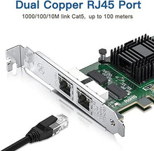 Load image into Gallery viewer, Gigabit Dual NIC with Intel 82571 Chip, 1Gb Network Card Compare to Intel E1G42ET NIC, 2 RJ45 Ports, PCI Express 2.1 X4, Ethernet Card with Low Profile for Windows/Windows Server/Linux