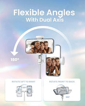 Load image into Gallery viewer, 66” Phone Tripod, Auto Open Selfie Stick for iPhone, Portable Travel Cell Phone Tripod Stand for iPhone 16 Pro Max Android, White