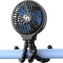Load image into Gallery viewer, HomeLifairy Battery Operated Stroller Fan Flexible Tripod Clip On Fan with 3 Speeds and Rotatable Handheld Rechargeable Personal Portable Fan for Baby Car Seat Crib Bike Treadmill (Black)