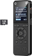 Load image into Gallery viewer, 128GB Digital Voice Recorder for Lectures & Meetings - Holyask Ultra-Long 9296 Hours Voice Activated Audio Recorder with Playback, Password Protection, and Clear Sound Recording
