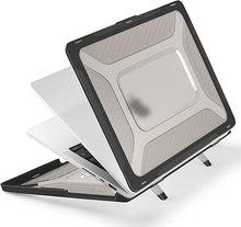 Load image into Gallery viewer, Batianda Compatible with M3 MacBook Pro 14 inch Case 2023 2021 Release A2918/A2992 Model, Heavy Duty Honeycomb Design Protective Hard Shell with TPU Bumper and Fold Kickstand with Keyboard Cover,Black