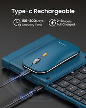 Load image into Gallery viewer, ProtoArc Foldable Keyboard and Mouse, XKM01 Folding Wireless Keyboard Mouse Combo for Business and Travel, 2.4G+Dual Bluetooth Full-Size Portable Keyboard for Laptop iPads Tablets - Blue