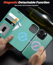 Load image into Gallery viewer, OCASE for iPhone 16 Pro Case Detachable Wallet Case with Card Holder, 2 in 1 Pu Leather Flip Folio with RFID Blocking Stand Wrist Strap Shockproof Phone Cover 6.3 Inch 2024, Green