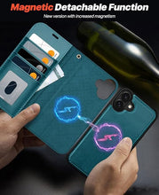 Load image into Gallery viewer, OCASE for iPhone 16 Plus Case Detachable Wallet Case with Card Holder, 2 in 1 Pu Leather Flip Folio with RFID Blocking Stand Wrist Strap Shockproof Phone Cover 6.7 Inch 2024, Peacock Blue