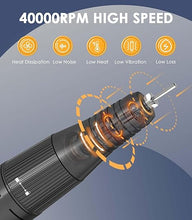 Load image into Gallery viewer, Portable Nail Drill Electric File: 40000RPM Professional Nail E File for Acrylic Nails Remove Nail Gel Polish Manicure, Rechargeable Cordless Nail Drill Machine with Bits & Base for Salon Home, Black