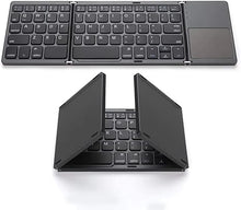 Load image into Gallery viewer, ROCK&ROWN Foldable Bluetooth Keyboard, Pocket Size Portable Wireless Keyboard with Touchpad for Mac OS,Android, Windows, Linux, PC, Tablet, with Rechargeable Li-ion Battery-Dark Gray