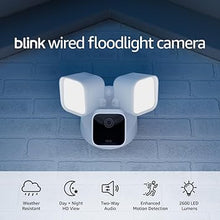 Load image into Gallery viewer, Blink Wired Floodlight Camera - Smart security camera, 2600 lumens, HD live view, enhanced motion detection, built-in siren, Works with Alexa – 1 camera (White)