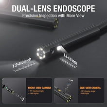 Load image into Gallery viewer, 5mm Dual Lens Inspection Camera, Teslong Borescope with LED Light, HD Industrial Endoscope, 5" IPS Screen, Waterproof Video Scope Camera, Flexible Cable for Home/Automotive/Pipe/Car/Wall(5FT)
