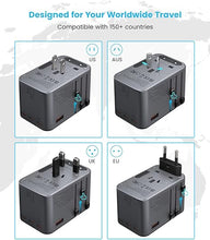 Load image into Gallery viewer, Universal Travel Adapter, VINTAR 75W GaN International Power Adapter with 3 USB C PD and 2 USB A QC, All in One Travel Essentials for UK/EU/USA/AUS, Travel Adapter Worldwide for Laptops Phones, Grey
