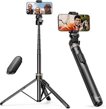 Load image into Gallery viewer, Sensyne 72"" Phone Tripod, Extendable Tripod for iPhone & Selfie Stick with Detachable Phone Holder & Wireless Remote, iPhone Tripod Compatible with All Cell Phones, Camera, Black