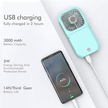 Load image into Gallery viewer, Portable Neck Fan Mini Quiet Handheld Personal Foldable USB Rechargeable Fan Operated for Home Office Outdoor Travel, 3000mAh Power Bank Hands Free Necklace Fans (Black)