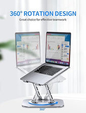 Load image into Gallery viewer, Adjustable Computer Stand with 360 Rotating Base, Ergonimic Foldable Laptop Riser for Desk Compatible with MacBook Pro/Air Notebook up to 16 Inches, Silver