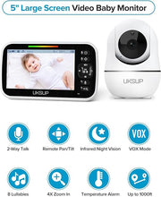 Load image into Gallery viewer, Baby Monitor with Camera and Audio- Video Baby Monitor with 960ft Long Range, Remote Pan-Tilt-Zoom, Night Vision, Temperature Sensor, 2-Way Talk, 8 Lullabies, 30-Hour Battery & No WiFi