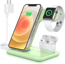 Load image into Gallery viewer, WAITIEE Wireless Charger 3 in 1, 15W Fast Charging Station for Apple Watch 10/9/8/Ultra 2/Ultra/SE/7/6/5/4/3/2, for AirPods 3/2/1/Pro for iPhone 16/15/14/13 /Plus/Pro/Pro Max/12/11(Green)