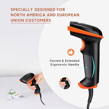 Load image into Gallery viewer, Tera Upgraded USB 1D 2D QR Barcode Scanner Wired, Officially Certified Dustproof Shockproof Waterproof IP65 Ergonomic Handle Fast and Precise Scan for Windows Linux Plug and Play Model D5100Y