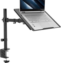 Load image into Gallery viewer, VIVO Single Laptop Notebook Desk Mount Stand, Fully Adjustable Extension with C-clamp, Fits up to 17 inch Laptops, Black, STAND-V001L