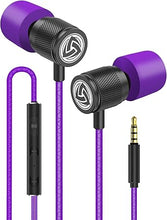 Load image into Gallery viewer, LUDOS Ultra Wired Earbuds in-Ear Headphones, 5 Years Warranty, Earphones with Microphone, Noise Isolating Ear Buds, Memory Foam for iPhone, Samsung, School Students, Kids, Women, Small Ears - Purple