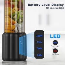 Load image into Gallery viewer, COKUNST Portable Blender, Small Blender for Smoothies & Shakes, 17 OZ Personal Blender with 6 Blades & Power Display, USB-C Rechargeable Mini Mixer Travel Blender with Extra Lid for Kitchen Office Gym