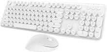 Load image into Gallery viewer, Wireless Keyboard Mouse Combo, 104 Keys Cute White Keyboard with Number Pad & Mouse for Windows, Computer, PC, Notebook, Laptop (White)