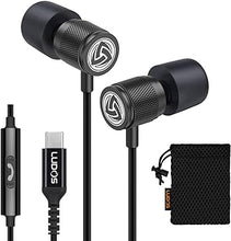 Load image into Gallery viewer, LUDOS Ultra USB C Headphones, 5 Years Warranty, Magnetic USB-C Earbuds for iPhone 16 15 Pro Max Plus Samsung Galaxy S24 S23 Ultra S22 S21 FE S20 Z Flip 3 Fold 4 A53 A54, USB Type C Earphones - Black