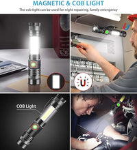 Load image into Gallery viewer, iToncs LED Tactical Flashlight, Magnetic Flashlight, 2000 Lumens Super Bright Flash Light with COB Work Light, Waterproof, 4 Modes, Pocket LED Flashlights for Outdoor Camping Emergency