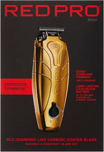 Load image into Gallery viewer, RED Pro Professional Cordless Hair Finishing Trimmer for Men, Electric Rechargeable Wireless Beard Detailer for Barbers and Stylists, Diamond Like Carbon Coated T-Blade with Zero Gapped (Matte Gold)