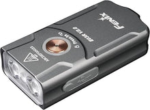 Load image into Gallery viewer, Fenix E03R v2.0 Keychain Flashlight, Grey, 500 Lumen Bright USB-C Rechargeable EDC with Red LED and Lumentac Organizer (Grey)