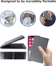 Load image into Gallery viewer, Wireless Keyboard Foldable Bluetooth Keyboard Slim Small Quiet Portable Compact Handheld Full Size Pocket Travel Folding Keyboard for PC Laptop Computer Phone Samsung Android Tablet iPhone iPad Mac
