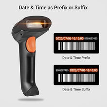 Load image into Gallery viewer, Tera Barcode Scanner Wireless 1D 2D QR with Stand: Battery Level Indicator 3 in 1 Works with Bluetooth 2.4G Wireless USB Wired Handheld Bar Code Reader with Vibration Alert HW0002 Black