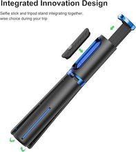 Load image into Gallery viewer, ATUMTEK Selfie Stick Tripod, Extendable 3 in 1 Aluminum Bluetooth Selfie Stick with Wireless Remote and Tripod Stand for iPhone 16/15/14/13/12/11 Pro Max/XS Max/XS/XR/X/8/7, Samsung Smartphones Blue