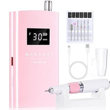 Load image into Gallery viewer, Makartt Electric Nail Drill, Rechargeable Nail Drill Machine 30000RPM, Perlarie Pearly Pink Portable E File Nail Grinder with Nail Drill Bits & Sanding Bands for Manicure Salon Home Use