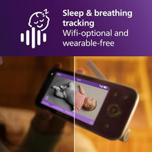 Load image into Gallery viewer, Philips Avent Premium Connected Baby Monitor, with 1080p Camera and App, SenseIQ Sleep and Breathing Rate Tracking, Cry Detection and Translation, Day and Night View, Two-way True Talk Back, SCD973/37