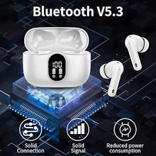 Load image into Gallery viewer, Wireless Earbuds Bluetooth 5.3 Headphones Bass Stereo Ear Buds with Noise Cancelling Mic LED Display in Ear Earphones IP7 Waterproof 36H Playtime for Laptop Pad Phones Sports Workout White