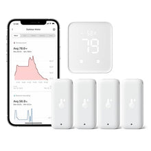 Load image into Gallery viewer, SwitchBot WiFi Thermometer Hygrometer 4 Pack with Hub 2, IP65 Indoor Outdoor Thermometer Wireless, Humidity/Temperature/Dewpoint/VPD/Absolute Humidity Sensor with Smart Alerts, Compatible with Alexa