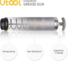 Load image into Gallery viewer, UTOOL Grease Gun, 8000 PSI Heavy Duty Pistol Grip Grease Gun Kit with 14 oz Capacity, 18 Inch Resin Flex Hose, 2 Basic Coupler, 2 Extension Rigid Pipe and 1 Sharp Type Nozzle, Argent Matte Finish