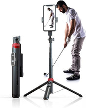 Load image into Gallery viewer, 62" Phone Tripod & Selfie Stick for Golf Training, Extendable Cell Phone Tripod Stand with Wireless Remote and Phone Holder, Golf Training Aid - Compatible with iPhone Android Phone