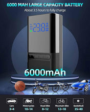 Load image into Gallery viewer, Tire Inflator Electric Bike Pump - 150PSI Portable Air Pump with Pressure Gauge, 6000mAh Electric Ball Pump with Schrader/Dunlop/Presta Valve for Road, Mountain Bicycles, E-Bike, Motorcycle, Balls