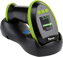 Load image into Gallery viewer, Tera Barcode Scanner Wireless with Screen: Pro Version 1D 2D QR with Setting Keypad Charging Cradle Works with Bluetooth 2.4G Wireless USB Wired Handheld Bar Code Reader HW0009 Green