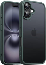 Load image into Gallery viewer, JETech Matte Case for iPhone 16 6.1-Inch, Shockproof Military Grade Drop Protection, Frosted Translucent Back Phone Cover, Anti-Fingerprint (Dark Green)