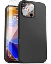 Load image into Gallery viewer, ENCASED Magnetic Silicone Case for iPhone 16 Pro Max (2024) Compatible with MagSafe | Tempered Glass Screen Protector | Soft Silk-Touch Grip Cover (Matte Black)