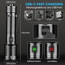 Load image into Gallery viewer, NAKCNM LED Flashlights High Lumens, Rechargeable Pocket Flashlight with Clip 5 Modes Super Bright 20000 Lumen, Waterproof Small Flashlights Powerful Flash Light for Home Outdoor Emergencies(2 Pack)