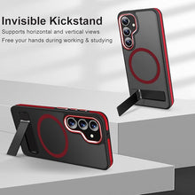 Load image into Gallery viewer, for Samsung Galaxy S25 Case, Adjustable Kickstand Cover Compatible with Magsafe, Slim Translucent Matte S25 Phone Case, Non-Slip Shockproof Magnetic Case for Galaxy S25 5G (Black/Red)