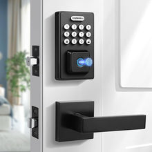 Load image into Gallery viewer, KNOBWELL Fingerprint Door Lock with Lever Handle, Smart Door Lock, Keyless Entry Door Lock, Front Door Lock Set, Biometric Keypad Door Lock with Handle, Electronic Deadbolt Lock, Matte Black