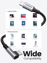 Load image into Gallery viewer, UGREEN Right Angle USB C to USB C Cable, 100W Type C 90 Degree Fast Charging Cable Compatible with iPhone 15/15 Plus/15 Pro, MacBook Pro 2022, iPad Pro 2022, Dell XPS, Samsung Galaxy S24/S23, 6.6FT