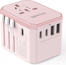 Load image into Gallery viewer, EPICKA Universal Travel Adapter, International Power Plug Adapter with 3 USB-C and 2 USB-A Ports, All-in-One Worldwide Wall Charger for USA EU UK AUS (TA-105C, Pink)