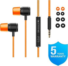 Load image into Gallery viewer, LUDOS Ultra Wired Earbuds in-Ear Headphones, 5 Years Warranty, Earphones with Microphone, Noise Isolating Ear Buds, Memory Foam for iPhone, Samsung, School Students, Kids, Women, Small Ears - Orange