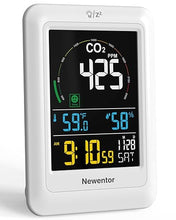 Load image into Gallery viewer, Newentor CO2 Monitor, Indoor Air Quality Meters, Carbon Dioxide Detector with Voice Alert, Large Display CO2 Tester, Temperature Humidity Sensor, Alarm Clock for Home, RV, Grow Tents, White
