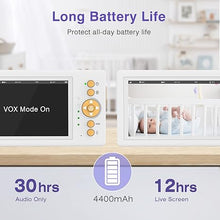 Load image into Gallery viewer, Baby Monitor with Camera and Audio, 5" 720P HD Screen Video Baby Monitor with Pan-Tilt-Zoom Camera, 30hrs Long Battery Life on ECO, No WiFi, Two Way Talk, Night Vision, Ideal for New Moms