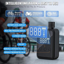 Load image into Gallery viewer, Mini Bike Pump, 150PSI Electric Air Pump Portable Bicycle Cordless Rechargeable Inflator with Digital Pressure Gauge with Presta and Schrader Valve for Bicycle,MTB,Motorcycle,Ball
